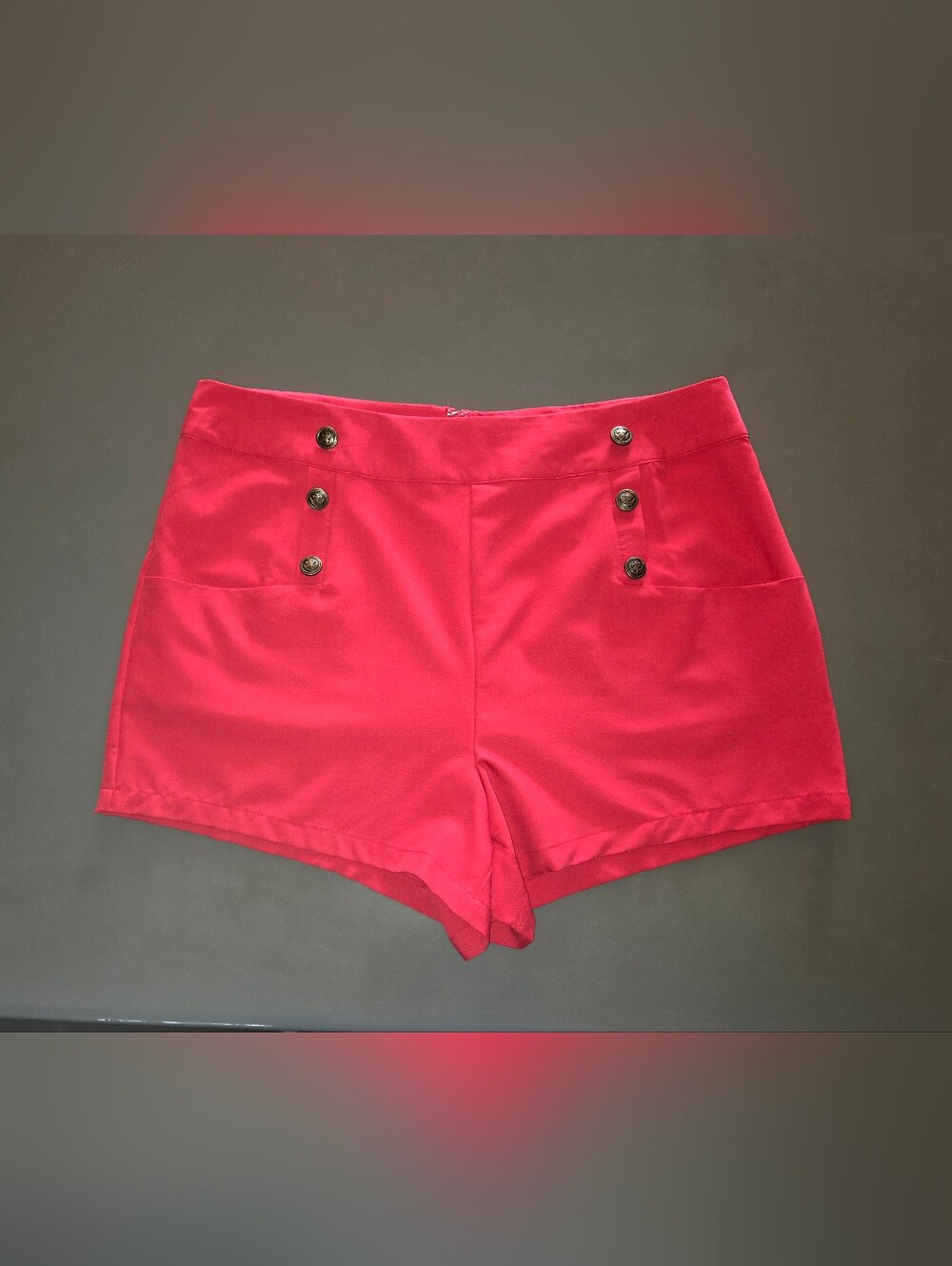 Unique Vintage Plus Size 1940s Style Red High Waisted Sailor Debbie Shorts Pinup